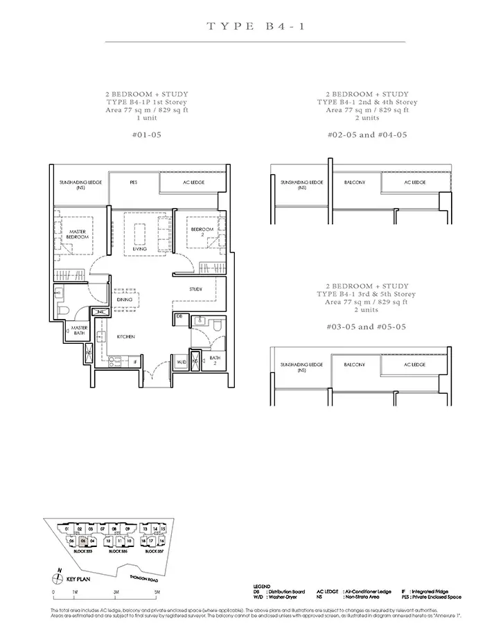 Peak Residence Condo Floor Plan - 2 Bedroom Study B4-1