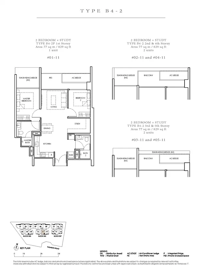 Peak Residence Condo Floor Plan - 2 Bedroom Study B4-2