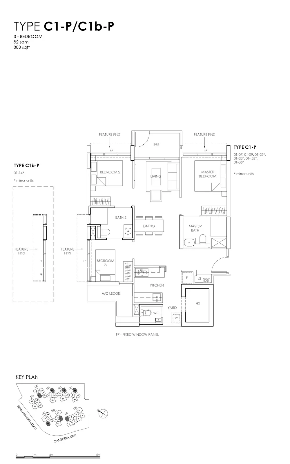 Provence Residence EC Floor Plans - 3 Bedroom C1P C1bP
