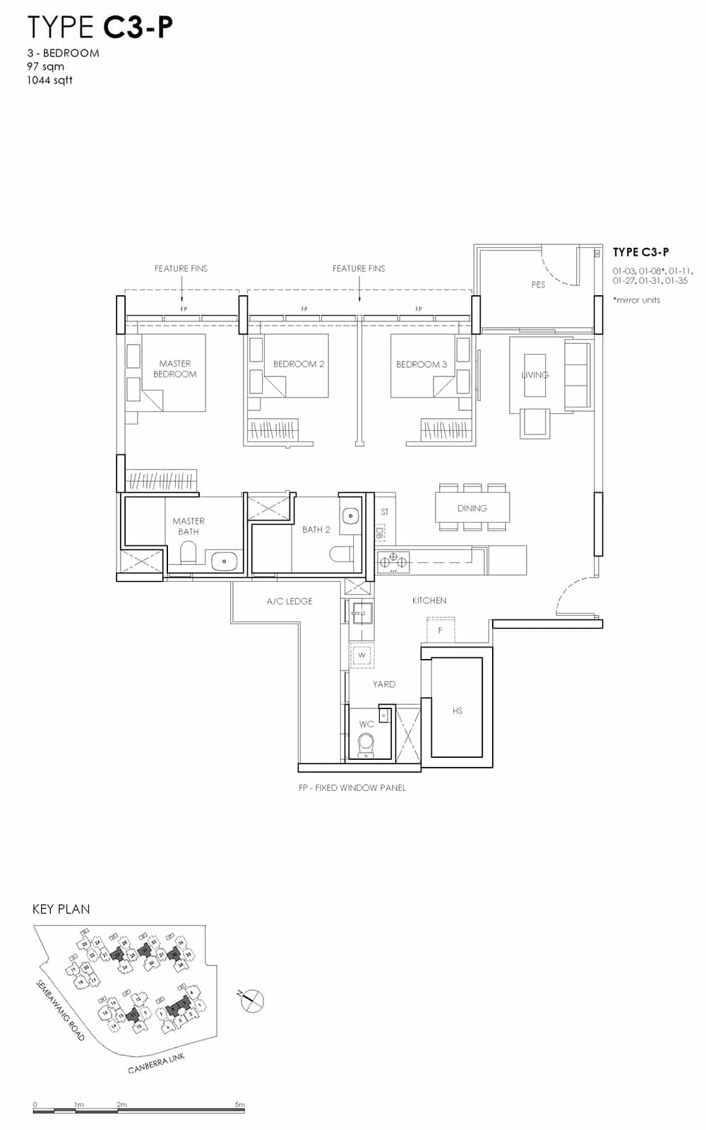 Provence Residence EC Floor Plans - 3 Bedroom C3P