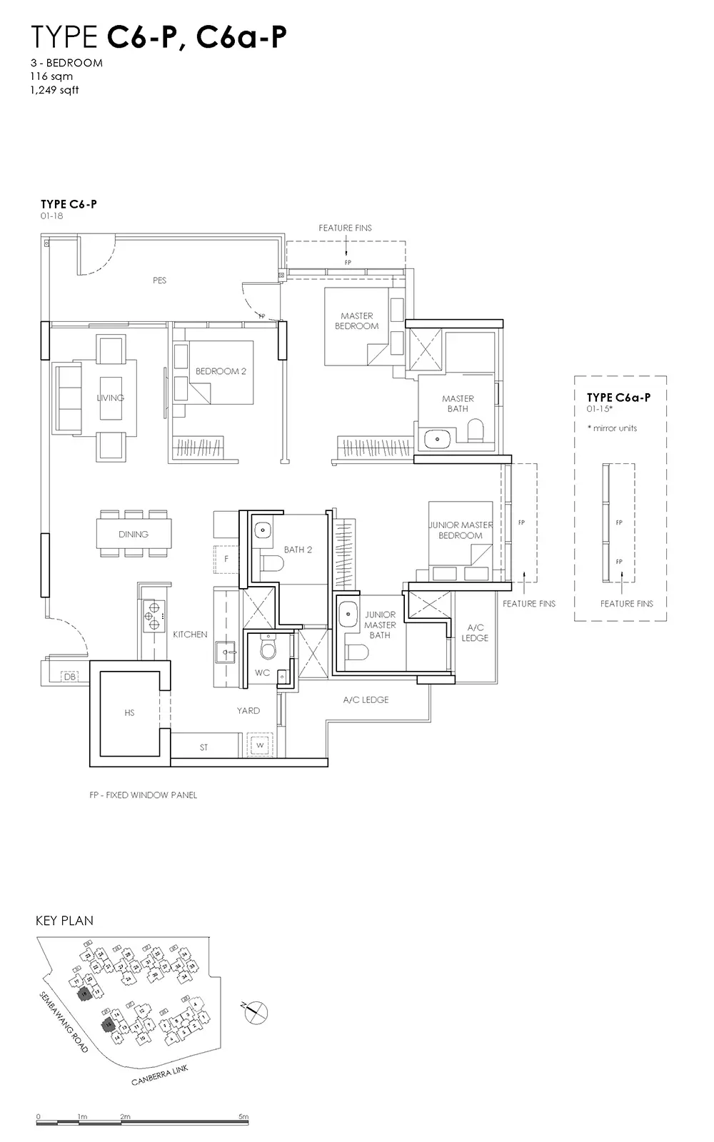 Provence Residence EC Floor Plans - 3 Bedroom C6P C6aP