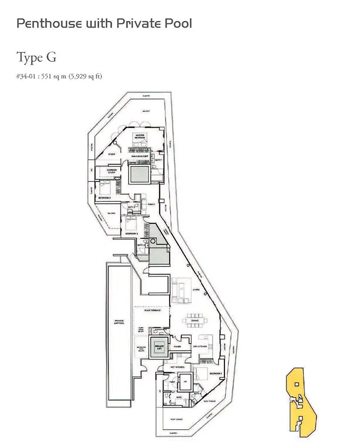 The Lumos Condo Floor Plan - Penthouse with Private Pool G