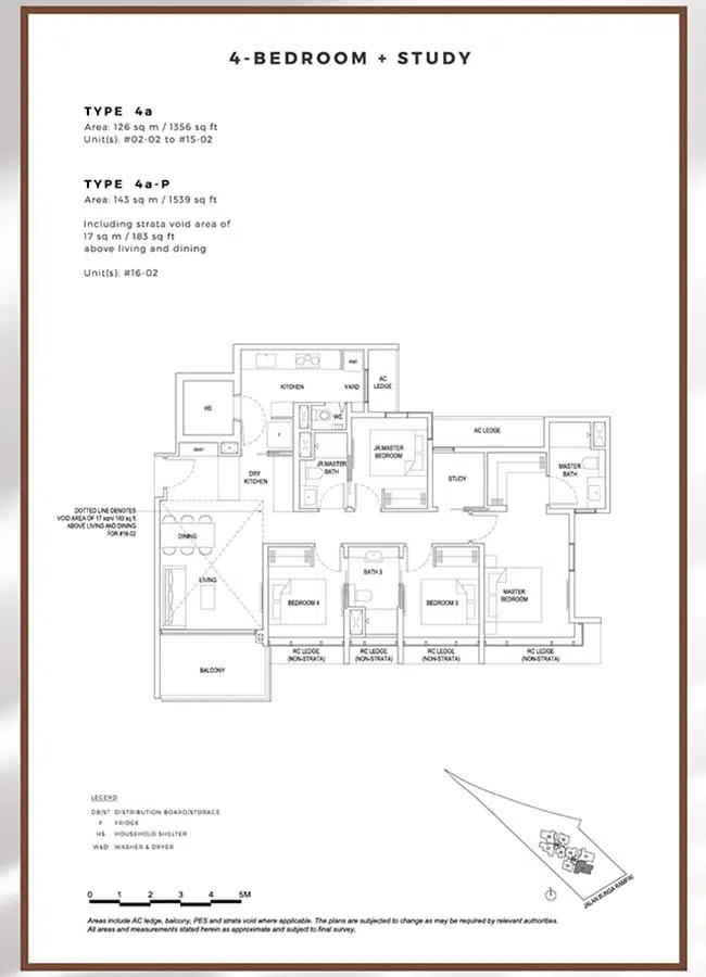 Bartley Vue Condo Floor Plan - 4 Bedroom + Study 4a