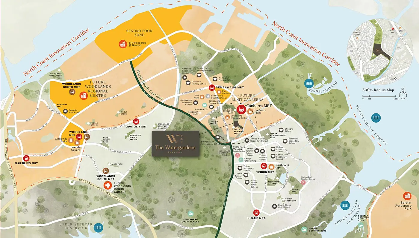 The Watergardens At Canberra Condo Location - Location Map