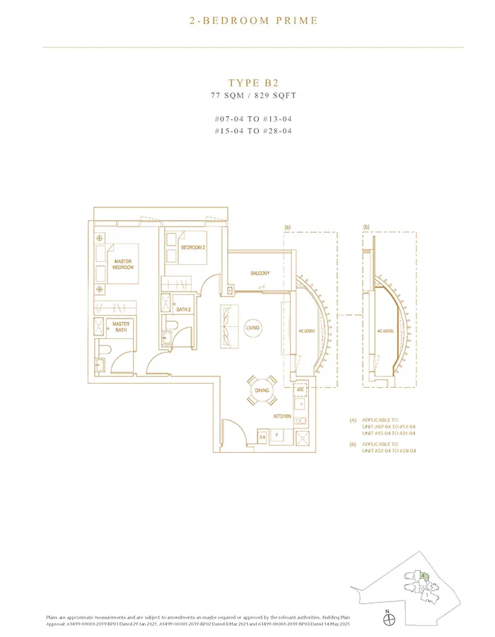 Klimt Cairnhill Condo Floor Plan - 2 Bedroom Prime B2