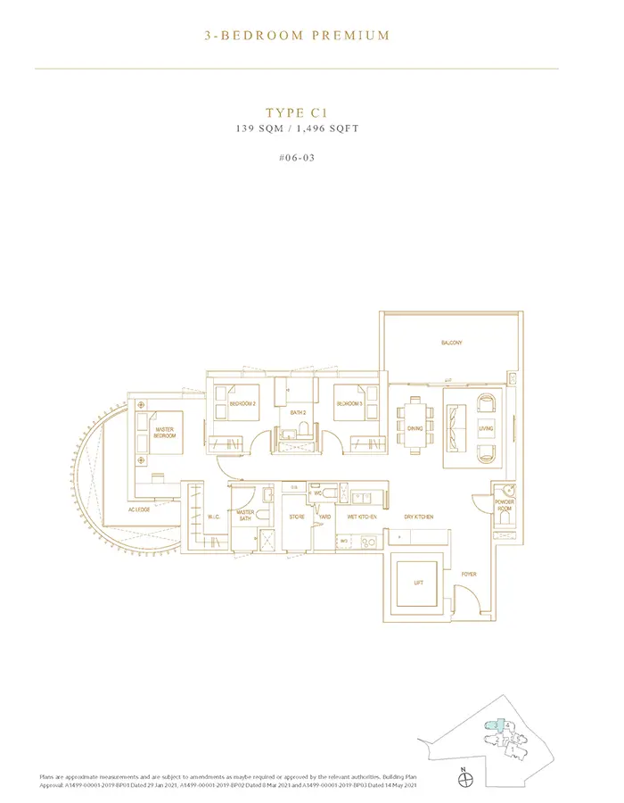Klimt Cairnhill Condo Floor Plan - 3 Bedroom Premium C1