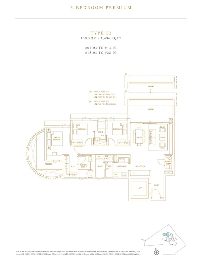 Klimt Cairnhill Condo Floor Plan - 3 Bedroom Premium C2