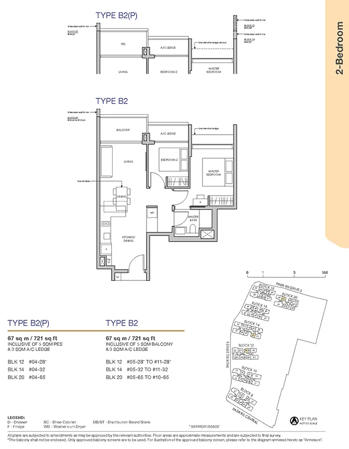 Pasir Ris 8 Condo Floor Plan - 2 Bedroom B2