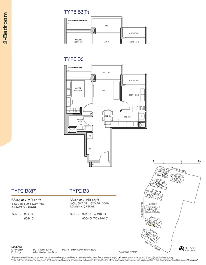 Pasir Ris 8 Condo Floor Plan - 2 Bedroom B3