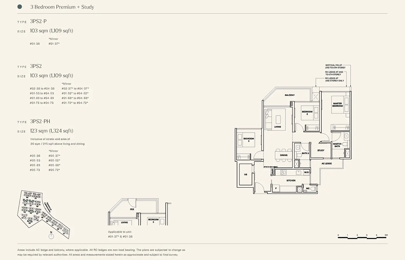 The Watergardens At Canberra Condo Floor Plan - 3 Bedroom Premium + Study 3PS2